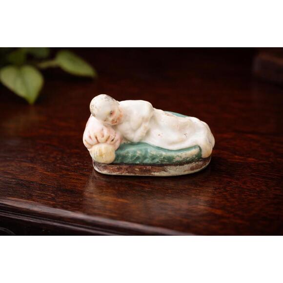 Antique Chinese Export Porcelain Piano Baby Figurine Late 19thC Incised Mark